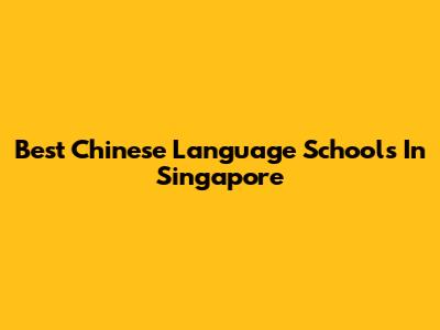 Best Chinese Language Schools In Singapore