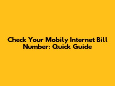 Check Your Mobily Internet Bill Number: Quick Guide