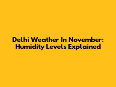 Delhi Weather In November: Humidity Levels Explained