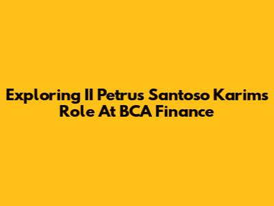 Exploring II Petrus Santoso Karim's Role At BCA Finance