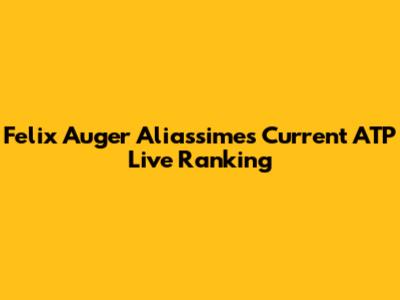 Felix Auger Aliassime's Current ATP Live Ranking