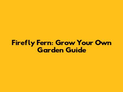 Firefly Fern: Grow Your Own Garden Guide