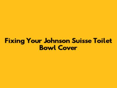 Fixing Your Johnson Suisse Toilet Bowl Cover