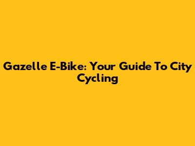 Gazelle E-Bike: Your Guide To City Cycling