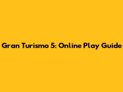 Gran Turismo 5: Online Play Guide