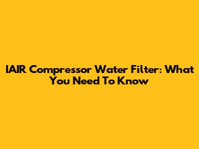IAIR Compressor Water Filter: What You Need To Know