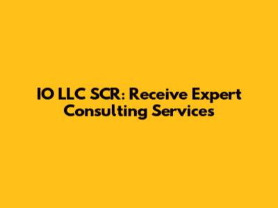 IO LLC SCR: Receive Expert Consulting Services