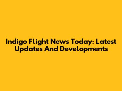Indigo Flight News Today: Latest Updates And Developments
