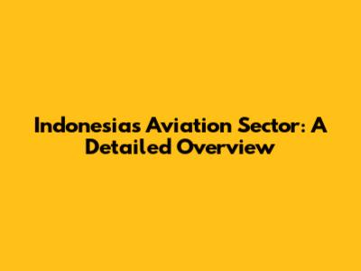 Indonesia's Aviation Sector: A Detailed Overview