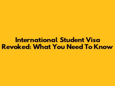 International Student Visa Revoked: What You Need To Know