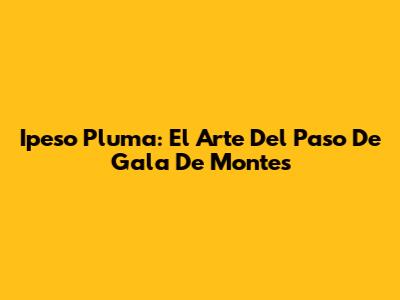 Ipeso Pluma: El Arte Del Paso De Gala De Montes