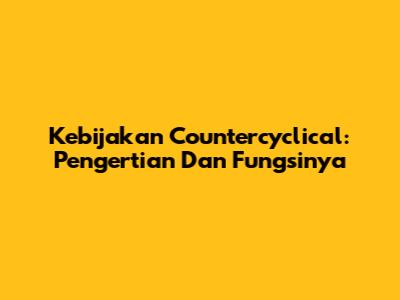 Kebijakan Countercyclical: Pengertian Dan Fungsinya