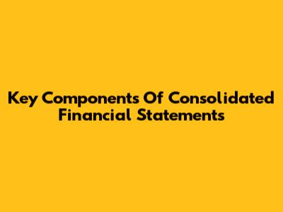 Key Components Of Consolidated Financial Statements