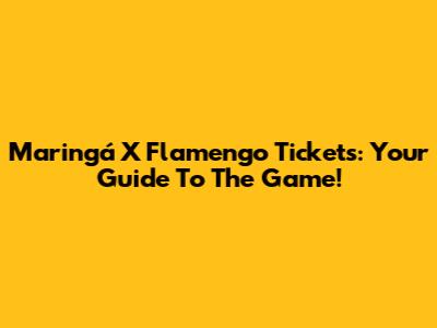 Maringá X Flamengo Tickets: Your Guide To The Game!