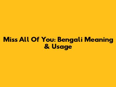 Miss All Of You: Bengali Meaning & Usage