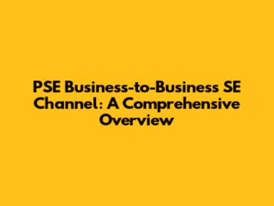 PSE Business-to-Business SE Channel: A Comprehensive Overview