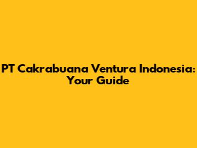 PT Cakrabuana Ventura Indonesia: Your Guide