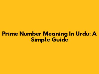 Prime Number Meaning In Urdu: A Simple Guide