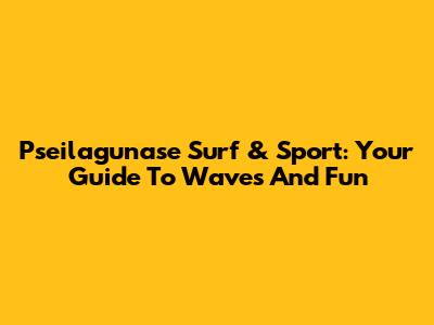 Pseilagunase Surf & Sport: Your Guide To Waves And Fun
