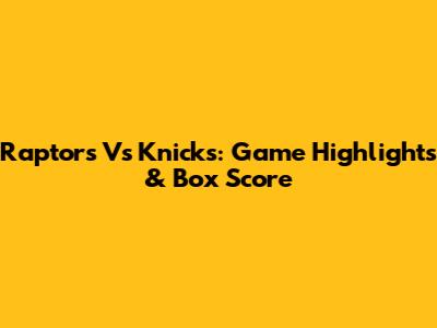 Raptors Vs Knicks: Game Highlights & Box Score