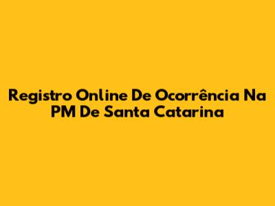 Registro Online De Ocorrência Na PM De Santa Catarina
