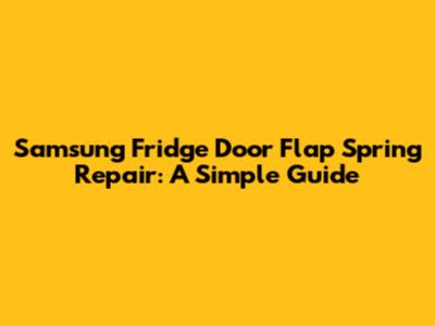 Samsung Fridge Door Flap Spring Repair: A Simple Guide