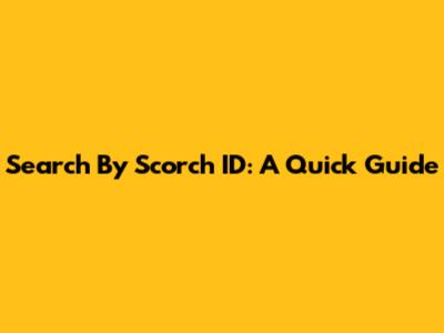 Search By Scorch ID: A Quick Guide