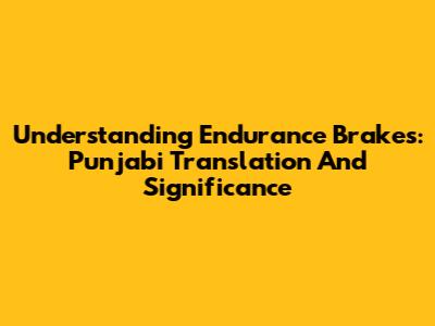 Understanding Endurance Brakes: Punjabi Translation And Significance