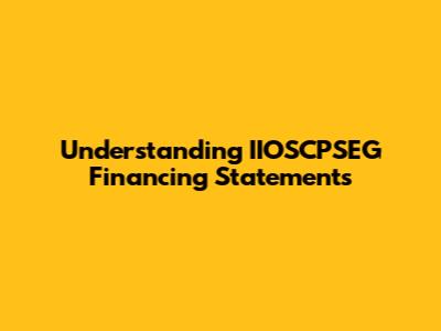 Understanding IIOSCPSEG Financing Statements