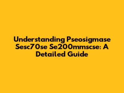 Understanding Pseosigmase Sesc70se Se200mmscse: A Detailed Guide